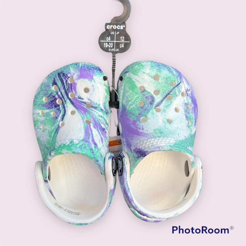 Crocs Kids' Clogs Shoes Size C4 Multi Blue Teal Purple White NWT